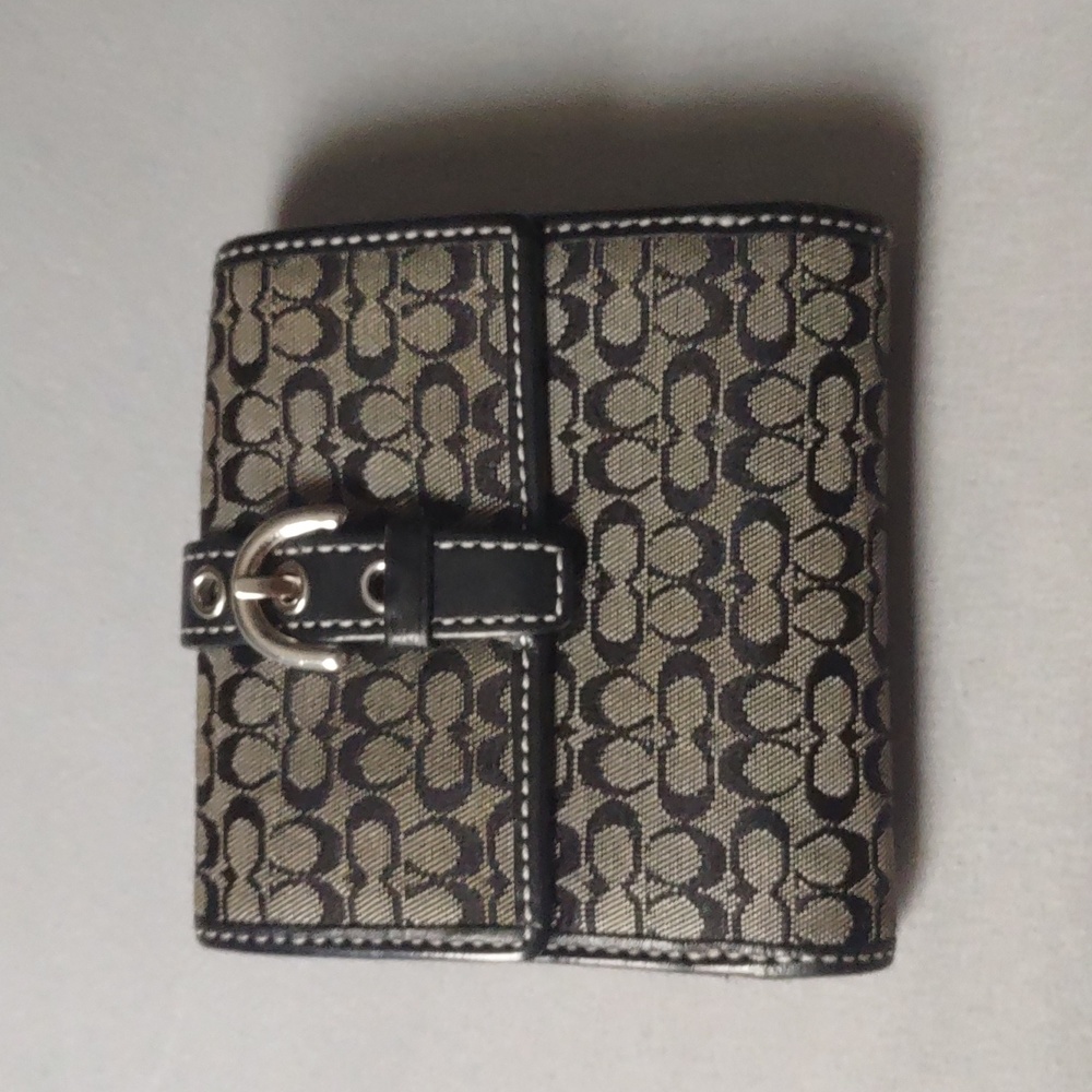 Authentic Signature Monogram Coach Canvas Compact Wallet